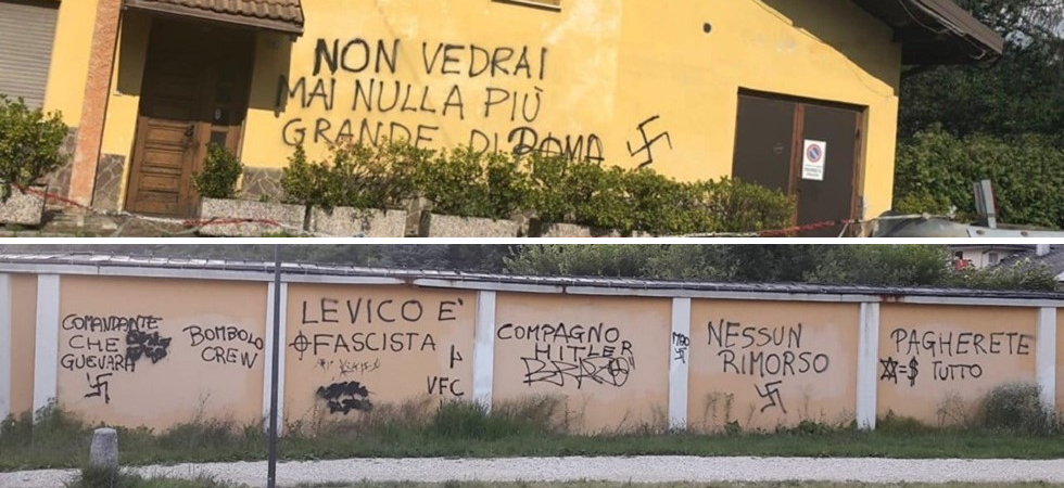 A Levico un muro è ricoperto di svastiche, scritte antisemite e croci celtiche